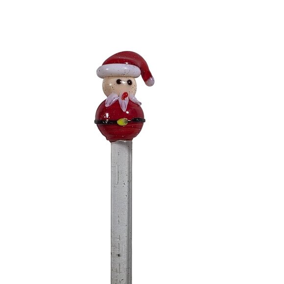 Set Of 5 Christmas Glass Swizzle Sticks With Santa Snowman Candy Cane stirrers - Picture 2 of 7